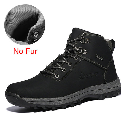 Winter Warm Men Boots Split Genuine Leather Fur Plus Men Snow Boots - LiveTrendsX