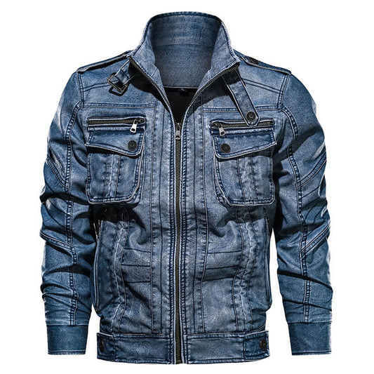 Men's Leather Jacket Autumn Pilot Motorcycle Bomber Jackets Man Spring Casual PU Leather Tactical Military Coats - LiveTrendsX