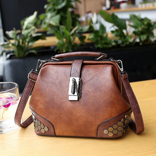 Fashion Women Handbags Women Leather Shoulder Bag Female Crossbody Handbag Totes Lock Chain Rivets Vintage Woman Doctor Bags - LiveTrendsX