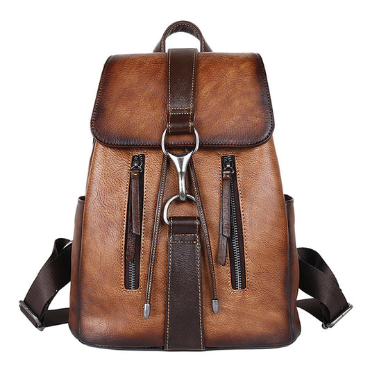 Genuine Leather Rucksack Knapsack Computer Daypack Female Travel Bag Girls School Book Bags Vintage Real Cowhide Women Backpack - LiveTrendsX