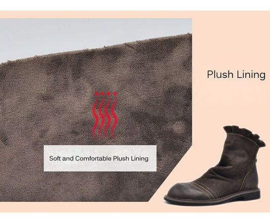 Artmu Original Retro Handmade Flat Sole Women Boots Ruffles Short Boots Genuine Leather Handmade Ankle Boots New - LiveTrendsX