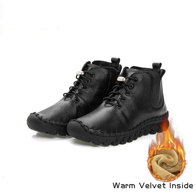 Handmade Ankle Boots With Fur Retro Boots Shoes Women Fashion - LiveTrendsX