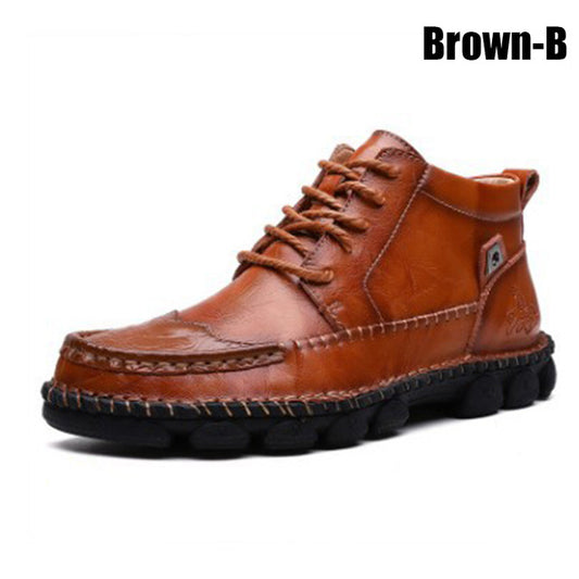 Fashion Mens PU Leather Shoes Casual Anti-Slip Vintage Boots - LiveTrendsX