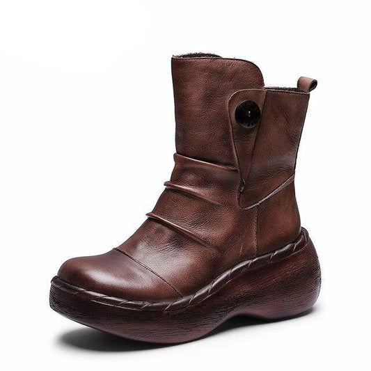 Autumn Wedges Boots Women Fashion Zipper PU Women's High Heel Platform Ankle Boots Sexy Solid Height Increasing Shoes Woman - LiveTrendsX