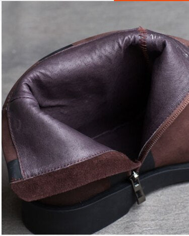 Women Ankle Boots Genuine Leather Black Winter Shoes Women Low Heel Boots Women Chelsea Boot Handmade Leather Martin Boots Brand - LiveTrendsX