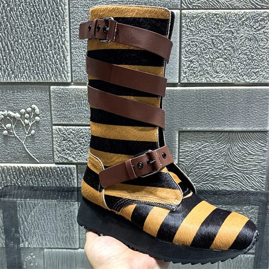 Fashion Straps Women Ankle Boots Casual Suede Flat Boot Platform Short Booties Ladies Snow Boots Flats - LiveTrendsX