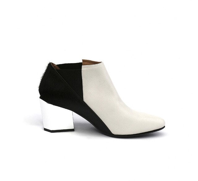 Women mixed color chelsea boots pointed toe ankle boots - LiveTrendsX