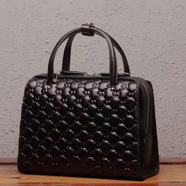 Women Genuine Leather bags 2019 New fashion luxury handbags women Embossed Flowers bag women leather shoulder handbags - LiveTrendsX