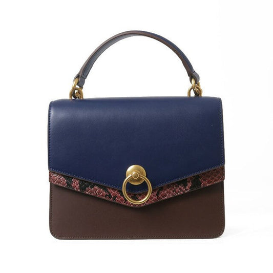 Genuine Leather Handbag 2019 New Ring Lock Hit Color Shoulder Messenger Bag Small Square Bag - LiveTrendsX