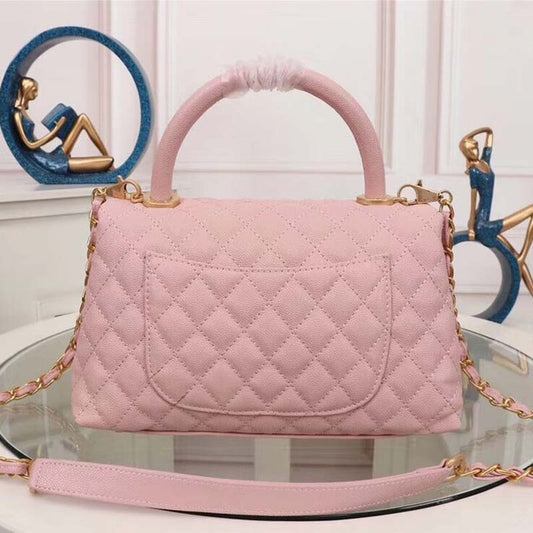 luxury new style fashionable high quality caviar genuine leather bag gold chain flap lady shoulder bag rhomboid women Handbags - LiveTrendsX