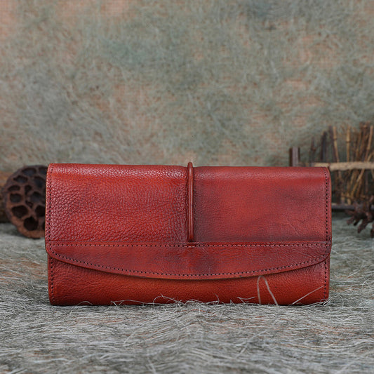 Cowhide Leather Trifold Wallet Women Long Genuine Leather Female Clutch Purse Hasp Female Phone Bag Girl Card Holder Pouch - LiveTrendsX