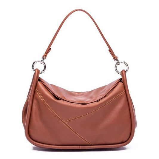 Soft Genuine Leather Luxury Handbags Women Designer Handcrafted Baguette Bag Crossbody Shoulder Purse Premium Saddle Bag - LiveTrendsX