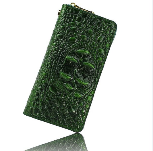 Genuine leather accept custom logo wholesale European and Americanstyle embossed tassel zipper wallet multi-card position purses - LiveTrendsX