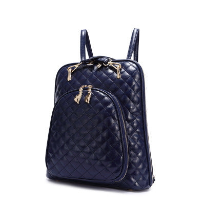 Women Backpack Korean Genuine-Leather Travel-Bag Female Fashion All-Match Rivet Leisure - LiveTrendsX