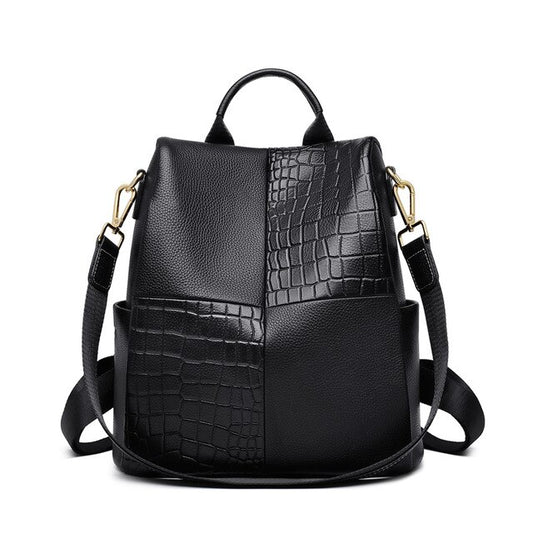 Genuine Cow Leather Women Backpack Large Capacity Soft School Bag for Teenage Lady StylishTraveling Backpack - LiveTrendsX