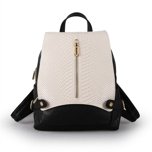 High Quality New Fashion Black Blue Silvery White Genuine Leather Women's Backpack Girl Lady Female Travel Bags M9009 - LiveTrendsX