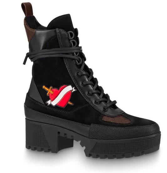 Women designer boots Martin Desert Boot flamingos Love arrow medal 100% real leather coarse size 35-42 Winter shoes boots women - LiveTrendsX