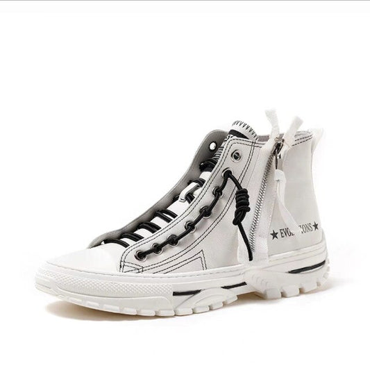 Men Shoes Casual Black Platform Vulcanized Shoes Thick Sole Creeper Dad Shoes Genuine Leather Sneakers Men - LiveTrendsX