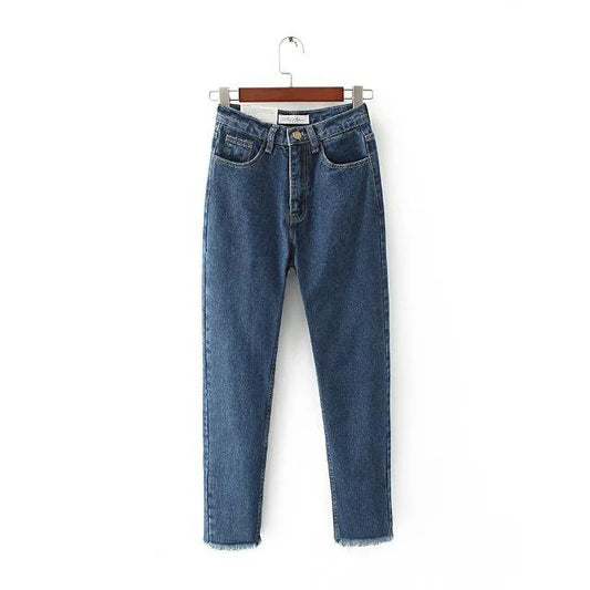 High Quality Denim Blue Jeans Pants Women Push Up Tassels Mid waisted Jean Haren pants Retro Mom Jeans Push Up Plus Size Trouser - LiveTrendsX