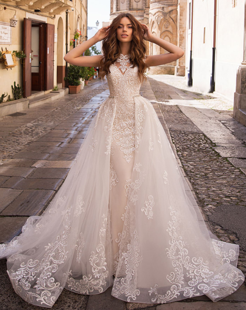 Appliques Lace Mermaid Wedding Dresses With Beading Crystal Removable Train 2020 China Shop Online Vestido De Noiva Sereia - LiveTrendsX