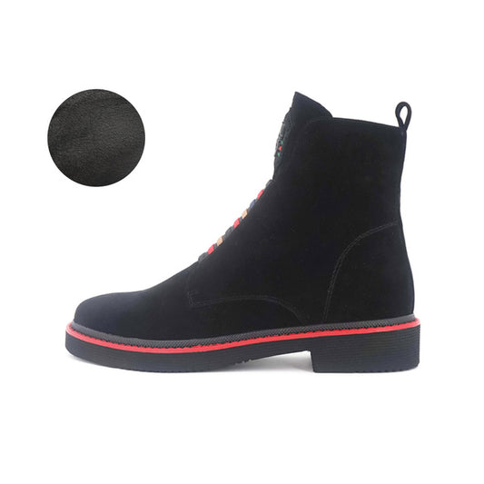 Wool Fur Women‘s Winter Shoes Warm Ankle Boots Women Shoes Genuine Leather Spring Autumn Square low Heel Lady Boot DX1 - LiveTrendsX