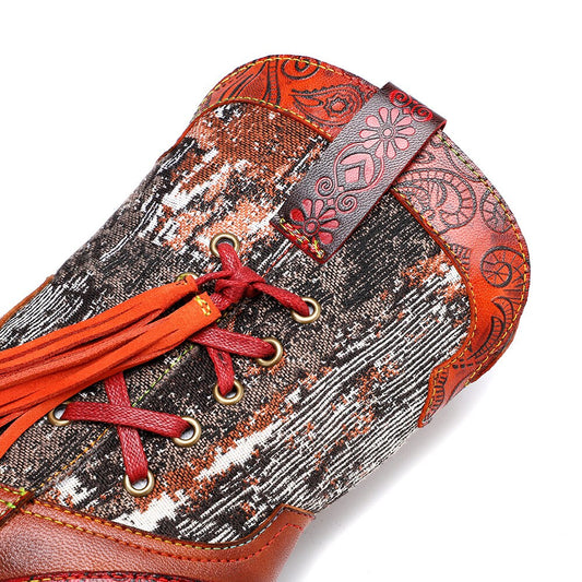 Handmade Colorful cow leather print with women's boots cowboy boots - LiveTrendsX