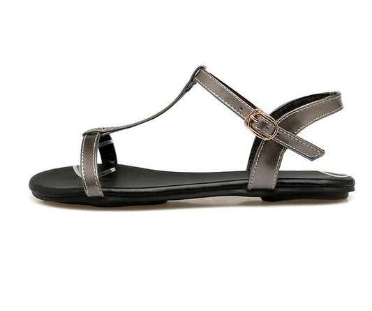 Women Sandals Pu Leather All Match Fashion Women Shoes Buckle Westrn Style Flats Summer Women Sandals - LiveTrendsX