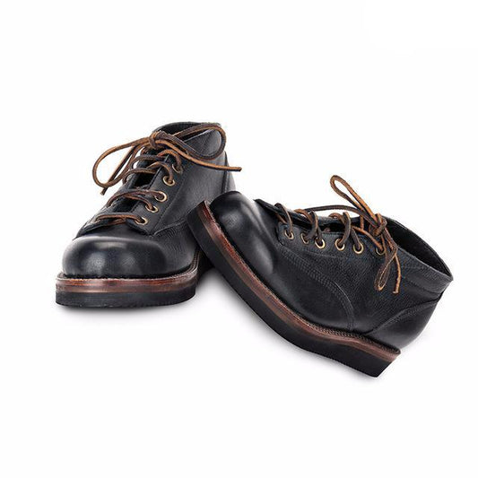 Sale Spring Autumn Lacing Ankle low Boots men Fashion White Square Heel man Leather Shoes Winter Large wing Handmade shoes white - LiveTrendsX