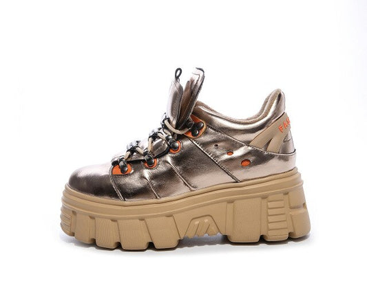 winter snow boots 7 cm platform leather ankle boots genuine leather British style Genuine Leather Lace-up Casual shoes - LiveTrendsX