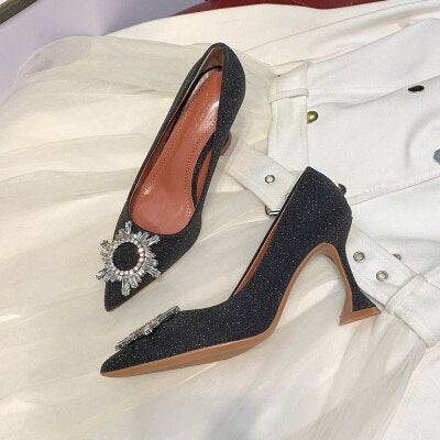 Woman Shoes Bling Pointed Toe Stiletto Woman New Arrival Women Pumps Wedding Party Star Runway Nightclub Shoes - LiveTrendsX
