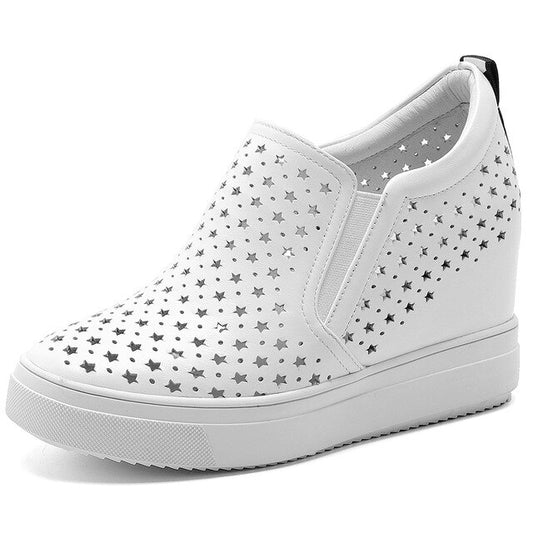 New Ladies Spring Brand Breathable Fretwork Shoes Quality Genuine Leather Loafers Women Comfort Platform Shoes Woman - LiveTrendsX