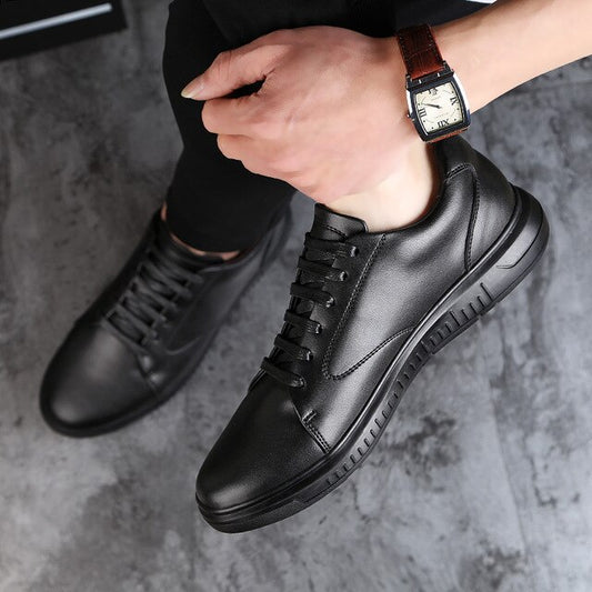 Fashion Brand Casual Men genuine Leather Shoes outdoor lace up Male Casual Shoes Breathable Sneakers Mens Moccasins black White - LiveTrendsX