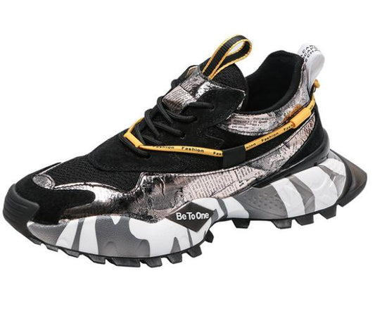 New Street Fashion Men's mixed Patchwork thick bottom Casual flats Shoes sneaker moccasins Male skateboard for web celebrity - LiveTrendsX