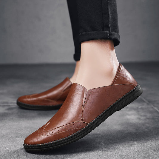 men Autumn Casual Shoes Male Genuine Leather Men Loafers slip on brogue Breathable Soft Men's Shoes Flats Male Loafers moccasins - LiveTrendsX