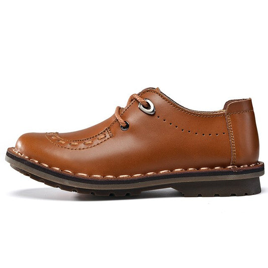Fashionable men's shoes spring and autumn breathable comfortable outdoor lace business casual leather tooling shoes - LiveTrendsX