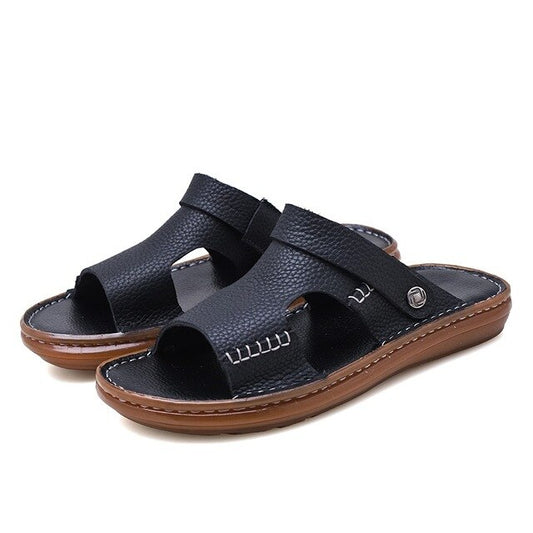 Men Flip Flops Genuine Leather Luxury Slippers Beach Casual Sandals Summer for Men Fashion Shoes Zapatos De Hombre - LiveTrendsX