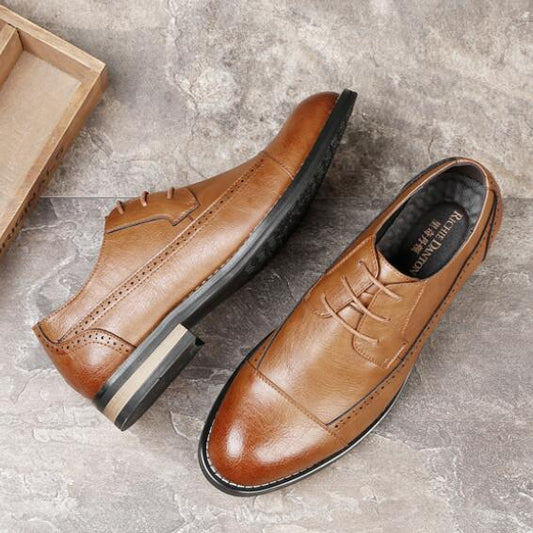 New Brock Carved Wild Leather Shoes Trend Korean Business Casual Shoes Men - LiveTrendsX