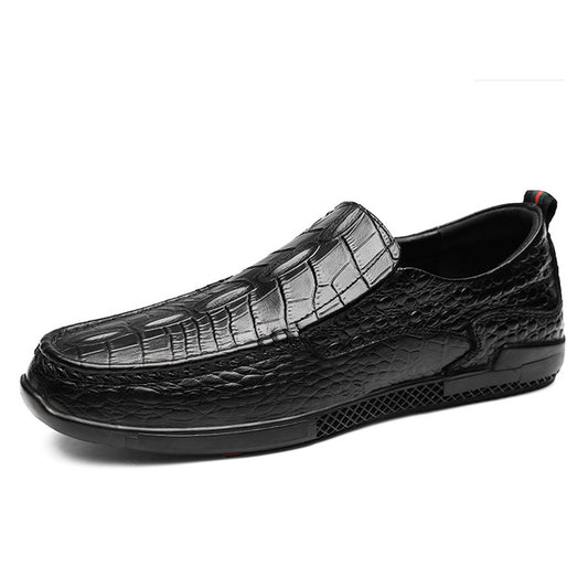 Outdoor waterproof men's shoes spring and autumn brand British style crocodile pattern fashion large size business loafers - LiveTrendsX
