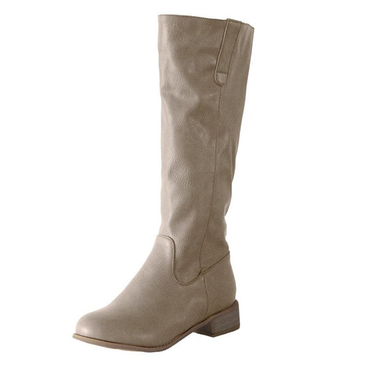 Fashion Womens Leather Low-heeled Round Toe Shoes Slip-On Comfy Western Boots - LiveTrendsX