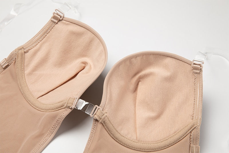 Bodysuit Shapewear Waist Trainer Women Clear Strap Padded Push Up Corset - LiveTrendsX