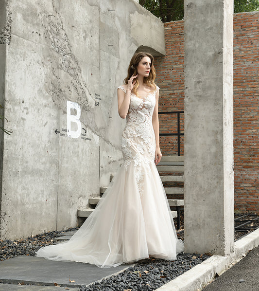 Fashion Mermaid Wedding Dresses Tulle Lace Appliqued Scoop Neckline Women Wedding Gown Real Sample 2020 New - LiveTrendsX