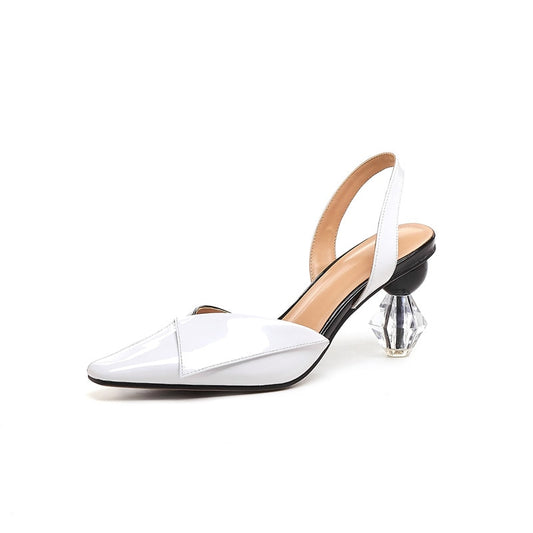 new arrival unique high heels sandals women patent leather shoes slip on summer sandals party wedding shoes woman - LiveTrendsX