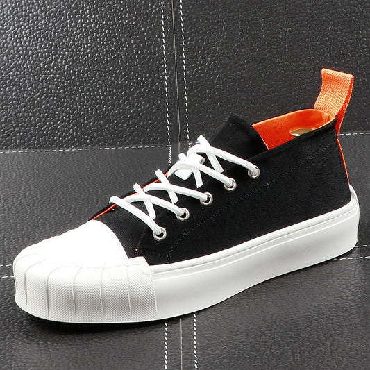 Men Fashion Shell Toe Shoes Summer Thick Bottom Casual Shoes Lace Up Stitch Tide Male Outdoor Youth Walking Shoes - LiveTrendsX