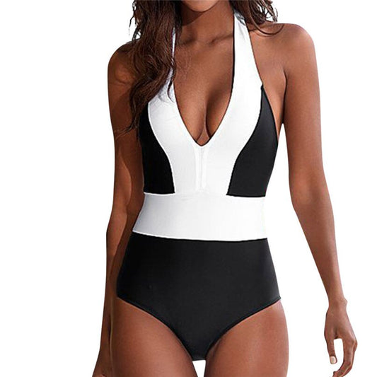 One-Piece Swimsuit Women One Piece Swimsuit Push Up Bandage Swimwear Monokini Bathing Suit bodysuit Color matching - LiveTrendsX
