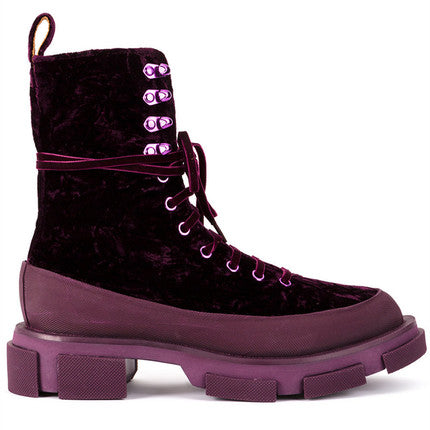 Black Women Ankle Boots Thick Heel Creepers Riding Boots Lace Up Autumn Botas Mujer Platform Boots Rubber Shoes - LiveTrendsX