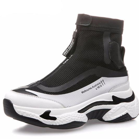 Fashion Woman Chunky Sneakers Zipper Breathable Women Platform Shoes Trainers Lady black White Women Sneakers - LiveTrendsX