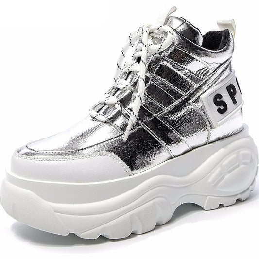 Women's Chunky Sneakers Fashion Brand Women Platform Sneaker Comfort Casual Woman Dad Shoes Ladies Footwear Silver - LiveTrendsX
