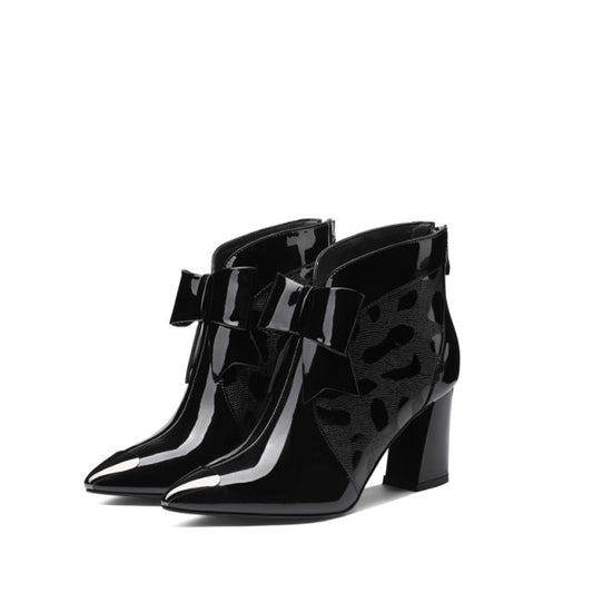 レディース 牛革 バタフライノット アンクルブーツ