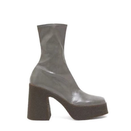 Fashion Spring Autumn Platform Ankle Boots Women Thick Heel Platform Boots British Style Retro Boots Square Toe Lady Shoes - LiveTrendsX