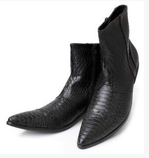 Crocodile Grain Brown White Mens Ankle Boots Embossed Genuine Leather Dress Boots Spring High Flat Boots New Mens Wedding Shoes - LiveTrendsX
